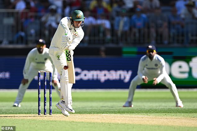 Test debutant Nathan McSweeney was also dismissed for lbw despite scoring 10 runs