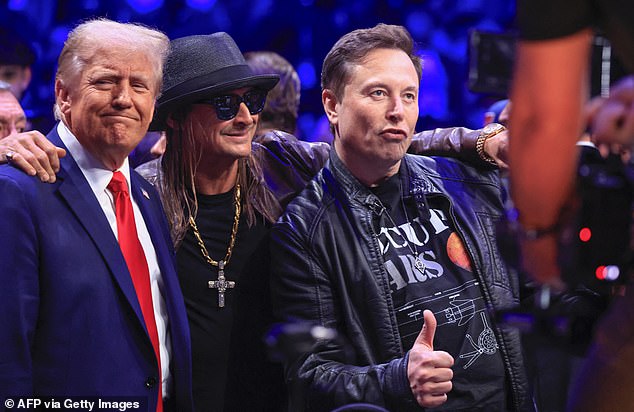 Trump recently attended UFC 309 in New York with a host of allies, including Elon Musk (R)