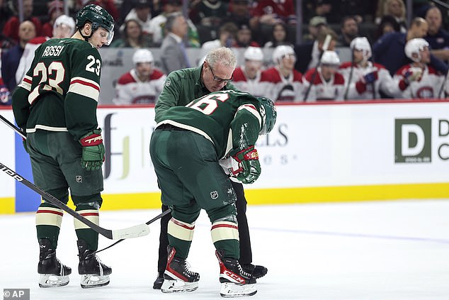 Zuccarello was left in agony on the ice when a wrist shot struck him in a tender area