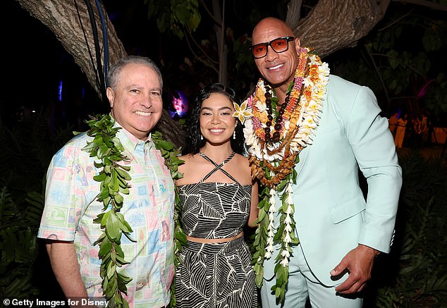 The pair posed with Disney Entertainment co-chairman Alan Bergman