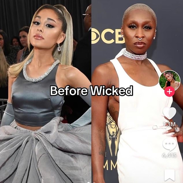 The images above show Ariana Grande and her co-star Cynthia Erivo before Wicked