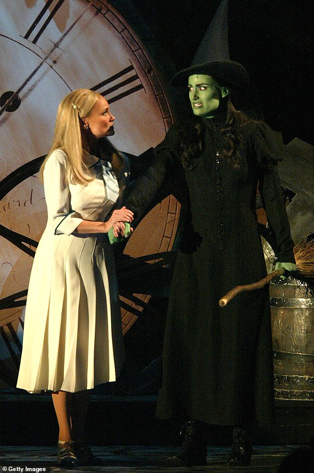 Grande took on the role of Glinda in the film - which officially premiered - while Cynthia Erivo played Elphaba, a character originally played by Idina Menzel; Chenoweth and Menzel seen above in 2004