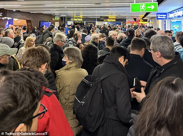 Passengers evacuating Gatwick Airport on Friday morning after police were called to a report of a suspected prohibited piece of luggage