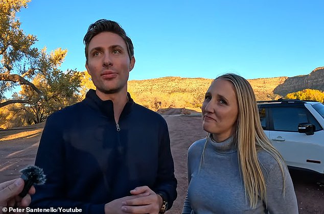 Popular YouTube creator Peter Santanello met with former members of the Fundamentalist Latter Day Saints Church (FLDS) in Hildale, Utah. In the photo: married couple Sam and Melissa talk to the popular YouTuber