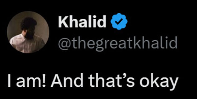 “Wait, I hope Mr. Khalid isn't GEHHH!” someone replied to which the singer reposted, writing, “I am! And that's okay