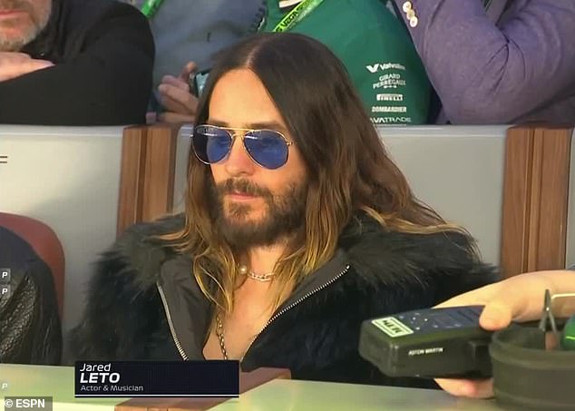 Actor and musician Jared Leto watches during qualifying in Sin City on Friday evening