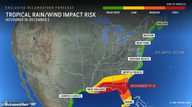 The National Hurricane Center said Tropical Storm Sara had dissipated by 3 a.m. Monday, but AccuWeather warned that Florida could see heavy rain and flooding from the storm's remnants.