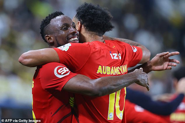 Julian Quinones celebrates after his equalizer for Al-Qadsiah against Al-Nassr