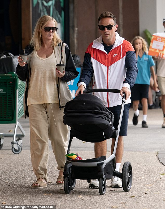 The family of three were spotted on a coffee date on Thursday as Ant pushed the pram through the main street of Cabaritta, where he and his long-term hosting partner Dec prefer to stay while filming the show.