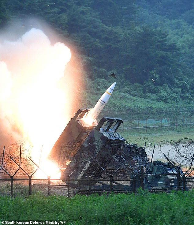 File image of a US Army Tactical Missile System (ATACMS) firing a missile into the East Sea during a joint missile exercise between South Korea and the US