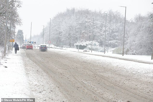 The Met Office has issued warnings for snow, ice, wind and rain across Britain and said the low-pressure system would be a 'multi-hazard event' following a cold snap.