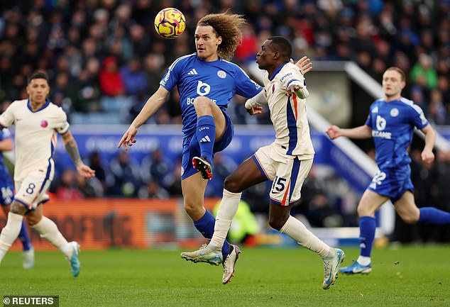 Nicolas Jackson (right) bullied Wout Faes (left) not once, not twice but three times to ensure he won the ball for him and then had the finesse to finish