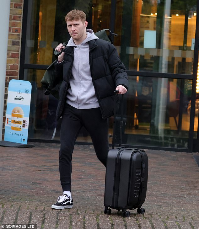 Meanwhile, Jamie Borthwick cut a casual figure in a gray hoody and black puffer coat as he left the hotel.