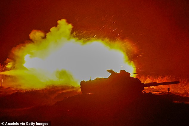 An M60A3 tank fires live rounds in Penghu, Taiwan, in a simulation of a response to an attack by Chinese Coast Guard ships and militia boats