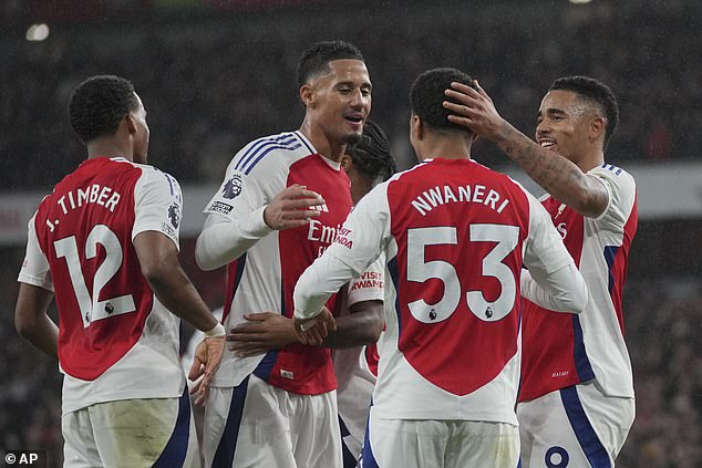 Nwaneri was mobbed by his teammates after scoring the third goal of the match in the capital