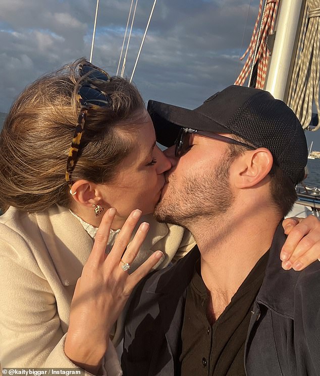 'How lucky I am to be able to say 'yes' to you twice!' wrote Biggar, 30, alongside a carousel of photos on social media announcing the sweet gesture