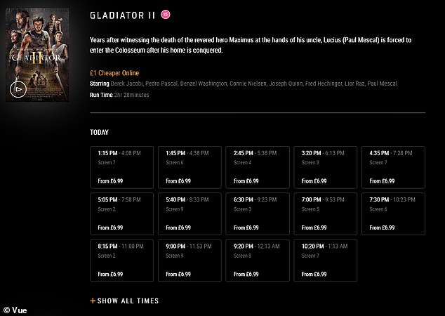 Vue's AI is present in the booking engine on the website and app and creates movie schedules based on customers' previous booking habits and their locations