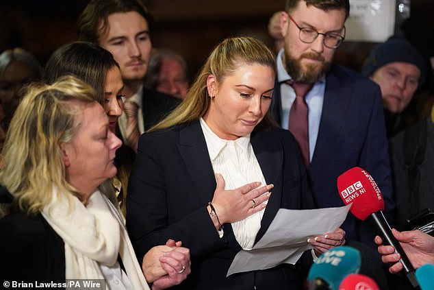 Ms Hand speaks to the media outside Dublin High Court. Justice Secretary Helen McEntee also praised Ms Hand for her “courage and determination” after winning her civil case