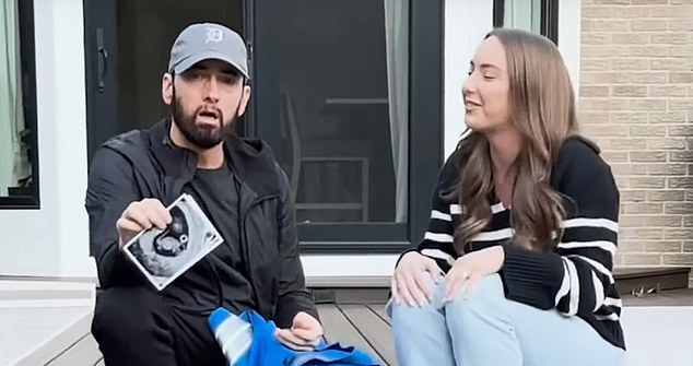 Just days earlier, Scott shared her pregnancy news when she surprised her father Eminem in an emotional moment while filming their music video for his song Temporary