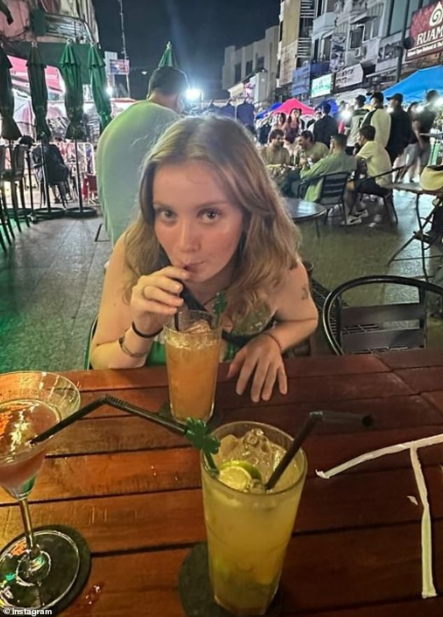 She had been on the trip of a lifetime with her friend Freja Vennervald Sorensen, 21 (pictured during their holiday) when the pair were fatally poisoned by methanol