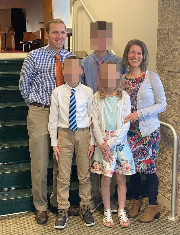 The Watertown resident said he deliberately overturned his kayak and dumped his phone while fishing on Wisconsin's Green Lake, he told Green Lake County police in a video conference call earlier this month — the first time any such incident has occurred. he has been heard since his disappearance. . Pictured: Ryan Borgwardt (left) with his wife Emily and their three children