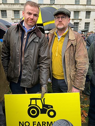 Challenging: Toby, right, and William Findlay on the march