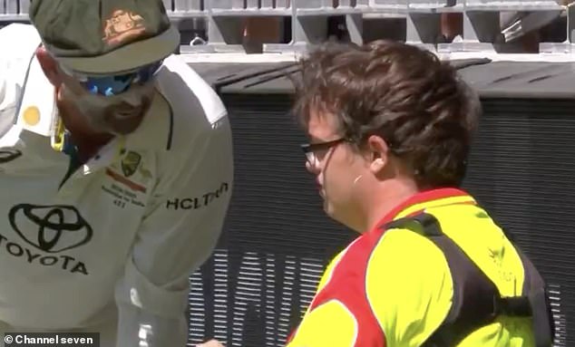 The steward appeared shocked by the incident before getting up and leaving the field