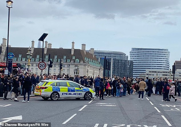 Shocked crowds watched as the police investigation continued on London's central motorway