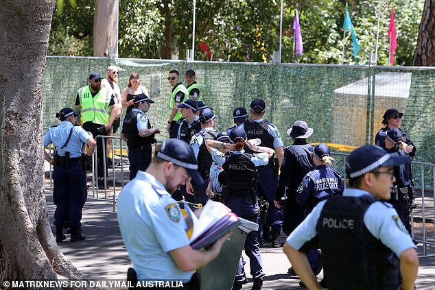 Police were seen en masse around the edge of the festival keeping an eye on Sydneysiders