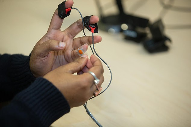 A computer is trained to use data from wearable technology that measures breathing, heart rate and perspiration to identify the type of conversation two people are having