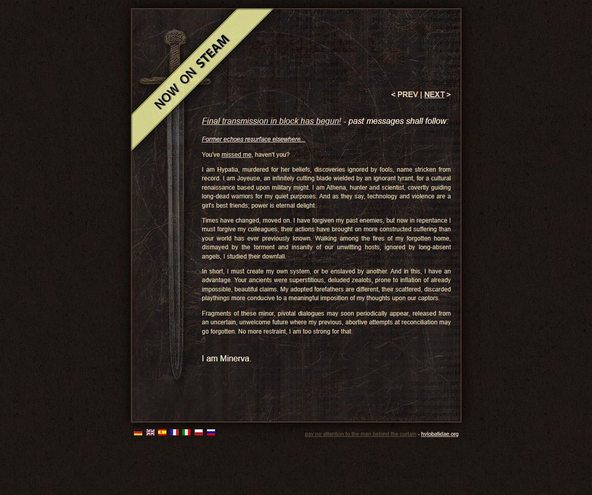 A screenshot of the homepage of MINERVA: Metastasis.