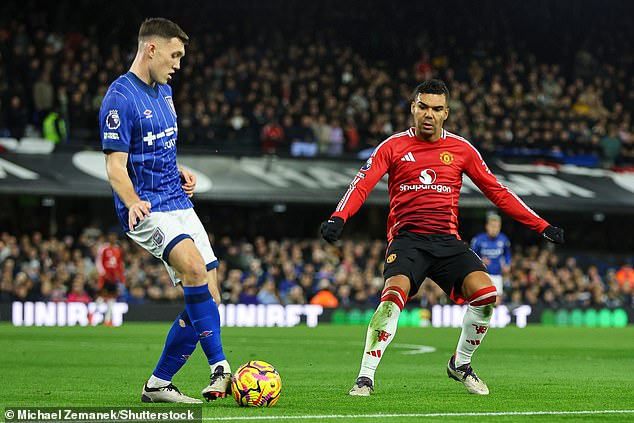 Casemiro (right) was included in United's starting XI, but was subbed off in the 56th minute