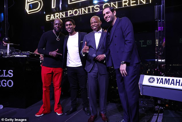 Wyclef Jean, Ankur Jain, New York Mayor Eric Adams and guest at the Bilt Rewards Private Launch event in New York City in 2022