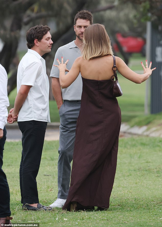 Steph chatted happily with other guests at the wedding while staying close to her partner Josh, with whom she shares two-year-old son Harvey