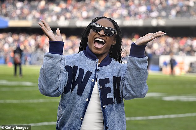 Fans loved Biles' denim jacket on Sunday, with one calling her a 