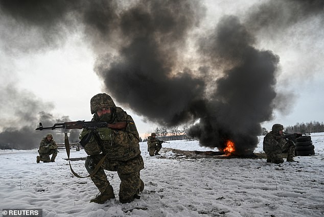 Ukrainian soldiers conduct exercises during military exercises on a training ground. As tragic as it is, Ukraine faces a monumental task to regain all the territory it has lost to Russia since 2014.