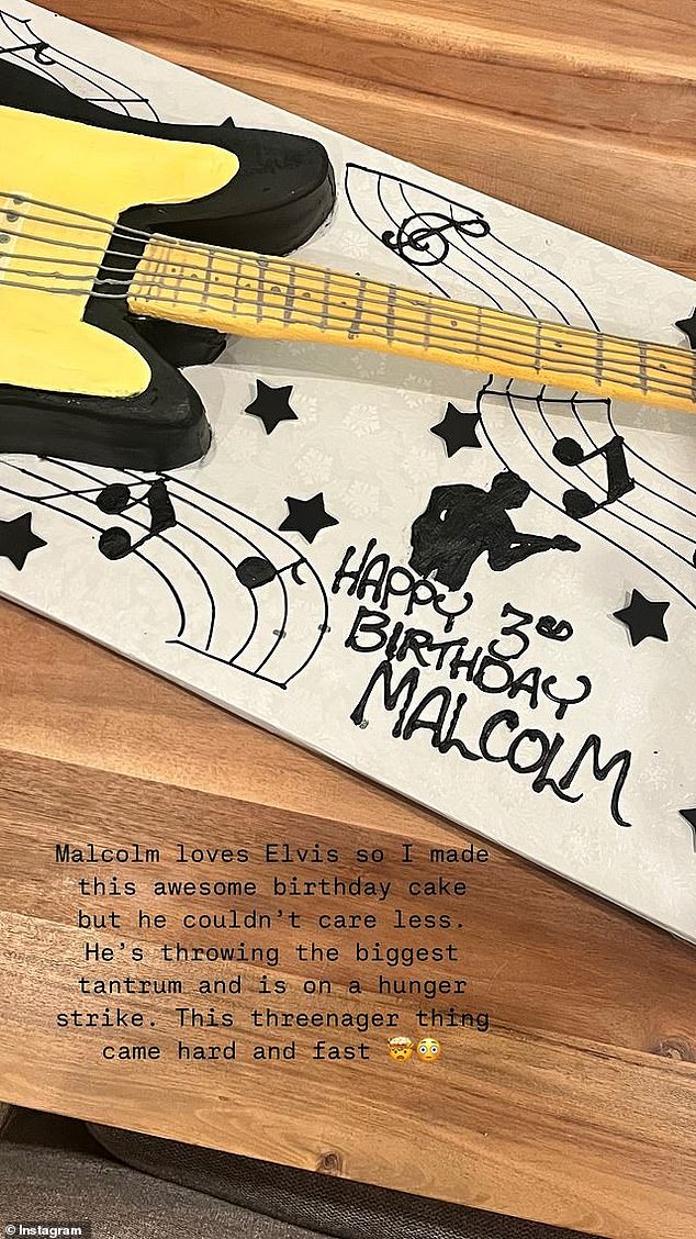 She also took to her Instagram Story to share photos of the number balloon she bought for his birthday and the Elvis Presley-inspired cake she made for him.