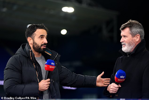 The Portuguese manager (left) was unimpressed and the interview resumed shortly afterwards