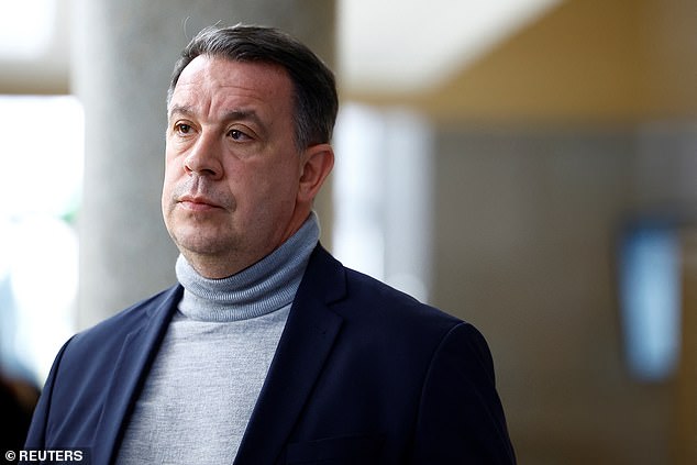 David, one of the two sons of French Gisele Pelicot, is seen during a break in the trial of his father Dominique Pelicot with 50 co-defendants, at the courthouse in Avignon, November 19