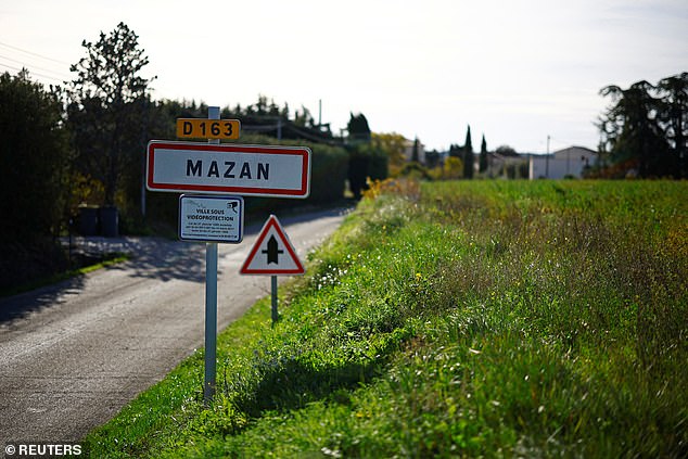 A view shows the entrance sign to Mazan, the town where Frenchwoman Gisele Pelicot was the victim of an alleged mass rape orchestrated by her husband Dominique Pelicot in their home