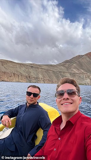 Jannis says his favorite place in Afghanistan was Band e Amir National Park, where he is pictured with a friend