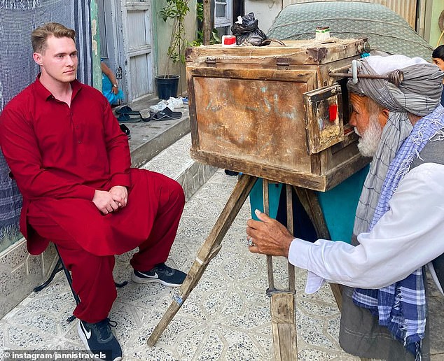 Jannis had his photo taken by one of Kabul's last professional box camera photographers, Haji Mirzaman