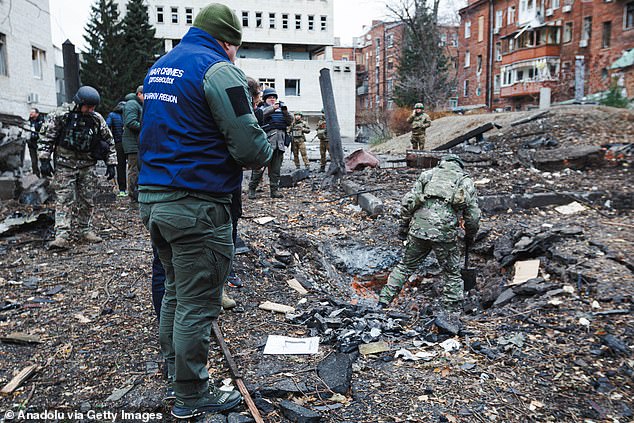 An image of the destruction after Russian forces launched a rocket attack on the Kyivskyi district of Kharkiv, Ukraine on November 25, 2024