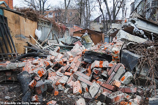 An image of the destruction after Russian forces launched a rocket attack on the Kyivskyi district of Kharkiv, Ukraine on November 25, 2024