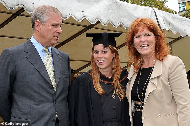 Beatrice laughs with her parents on her graduation day from Goldsmiths College in 2011