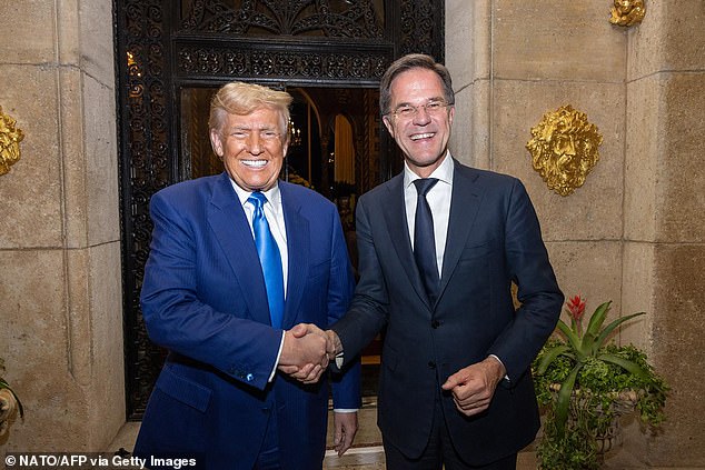 Trump with NATO Secretary General Mark Rutte in Palm Beach, Florida on November 22