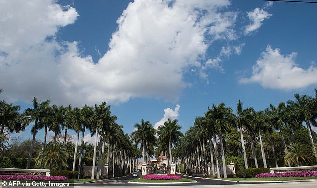 View of the entrance to the Trump International Golf Club in West Palm Beach, Florida