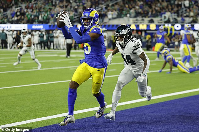 Robinson was arrested hours after playing for the LA Rams against the Eagles - he was even given a touchdown