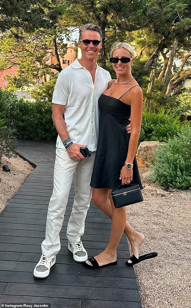 Roxy's return to Sydney comes after she made it clear she wasn't born to be a 'housewife' and finds it much 'easier' running six businesses. Pictured Roxy and husband Oliver Curtis