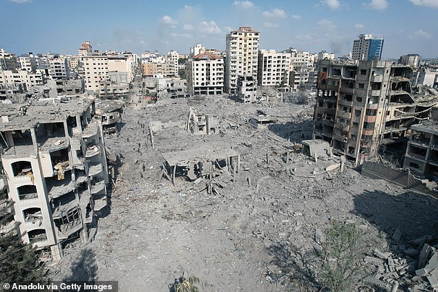 Damaged buildings in Gaza. Currently, no agreement has been reached to end the war between Israel and Hamas, which has struggled to make little to no progress. Earlier this month, Qatar suspended its work as a mediator in ceasefire talks and the release of hostages between the two